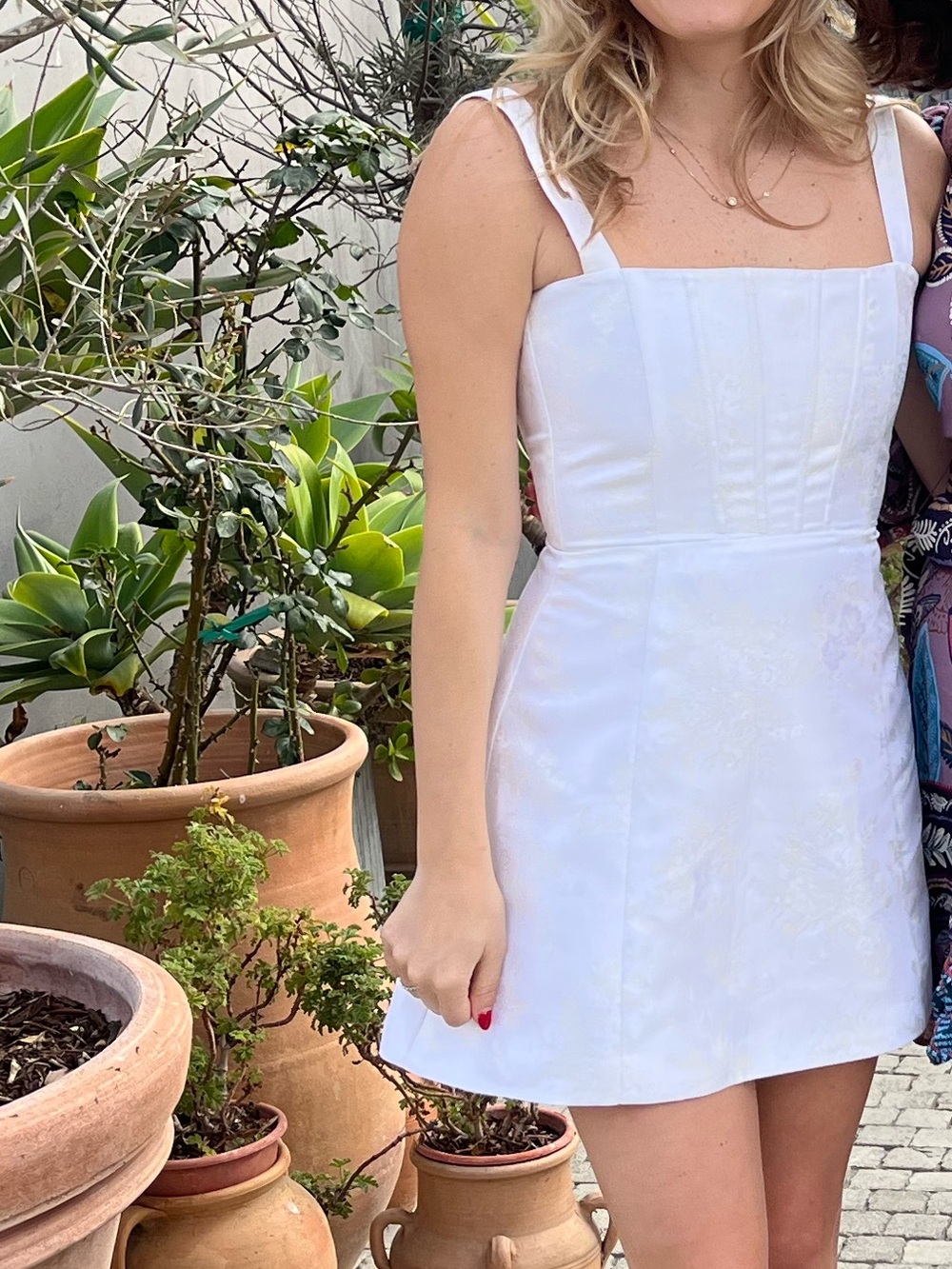 V. Chapman Kimmy Dress in White Windsor Brocade